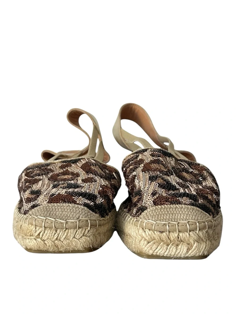 Michele Lopriore Women’s Leopard Sequin Gold‎ Leather Low Espadrilles EU Size 41